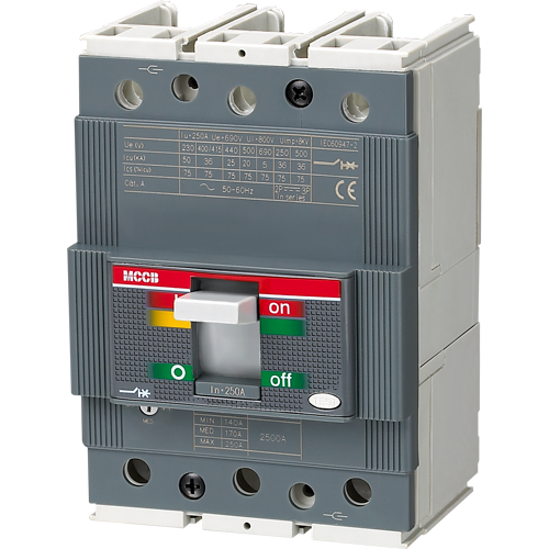 Meba Moulded Case Breaker for isolation between conductor and ground metal parts MTmax-250A-3P